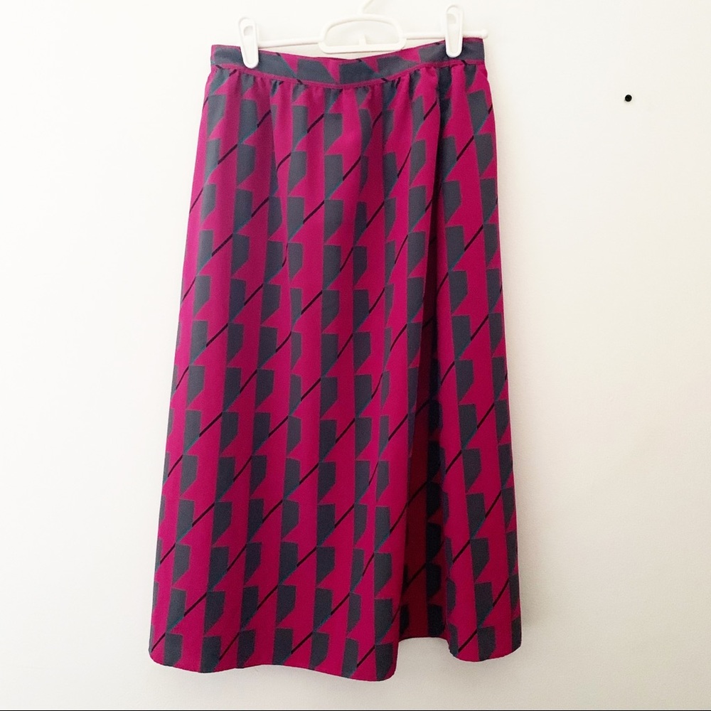 Vintage 90's Geometric Neon Purple Midi Skirt - Picture 4 of 5